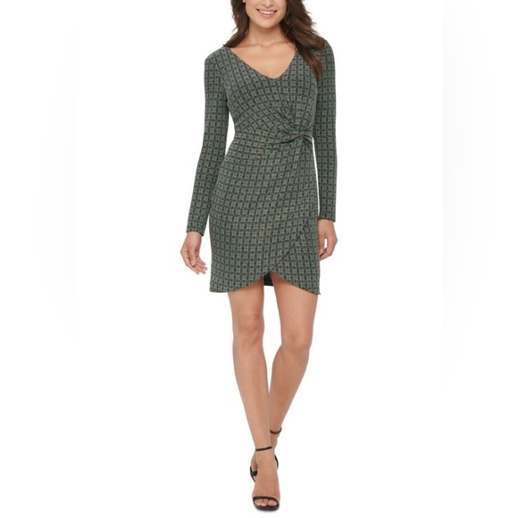 Guess Women's Metallic Dew-Drop Knit Dress Green - Picture 1 of 4